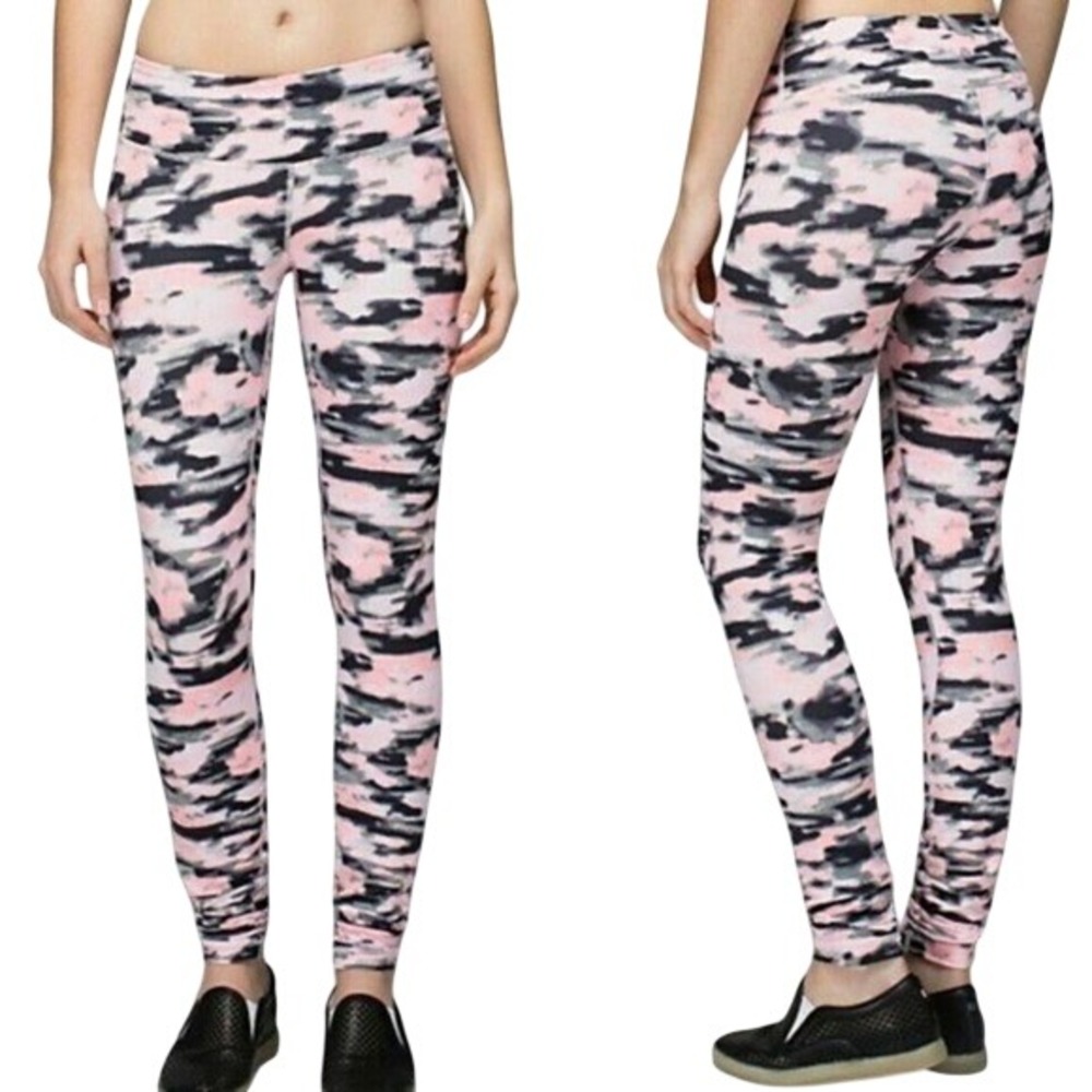 Lululemon Wunder Under High Rise Leggings Pink‎ Black Camo Luon Full Length